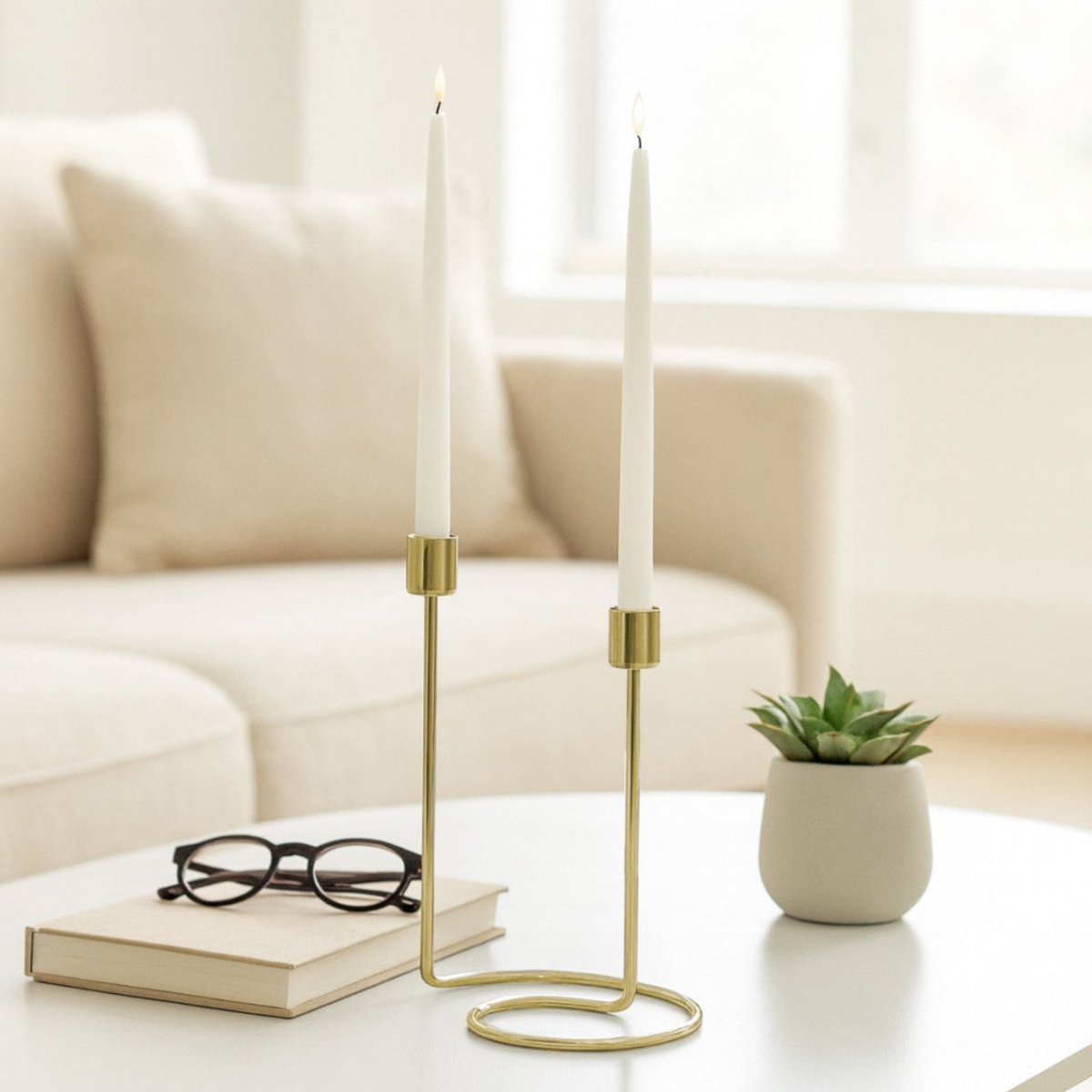 Sagebrook Home Swirly Iron 2 - Taper Candle Holder | Abstract Metal Design, 8"