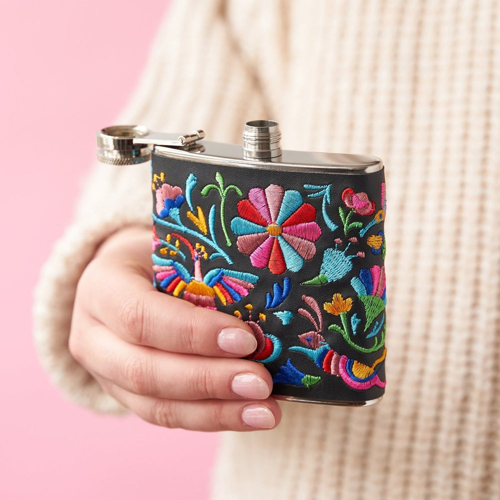 True Salina Embroidered 6 oz Stainless Steel Flask - lily & onyx