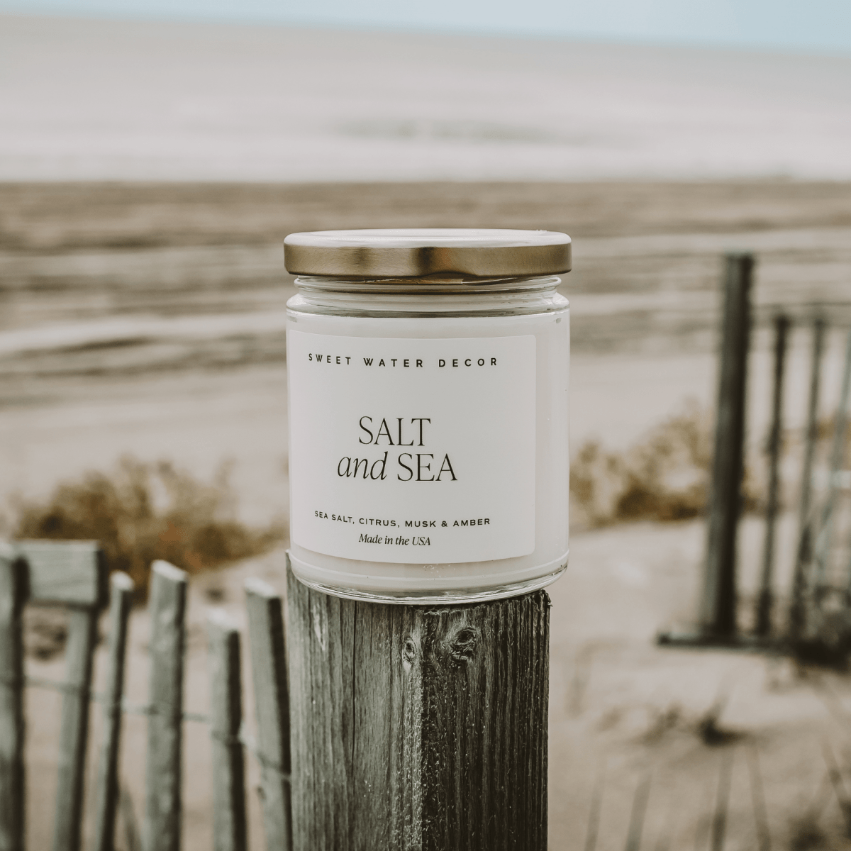 Sweet Water Decor Salt and Sea Soy Candle - Clear Jar - 9 oz - lily & onyx