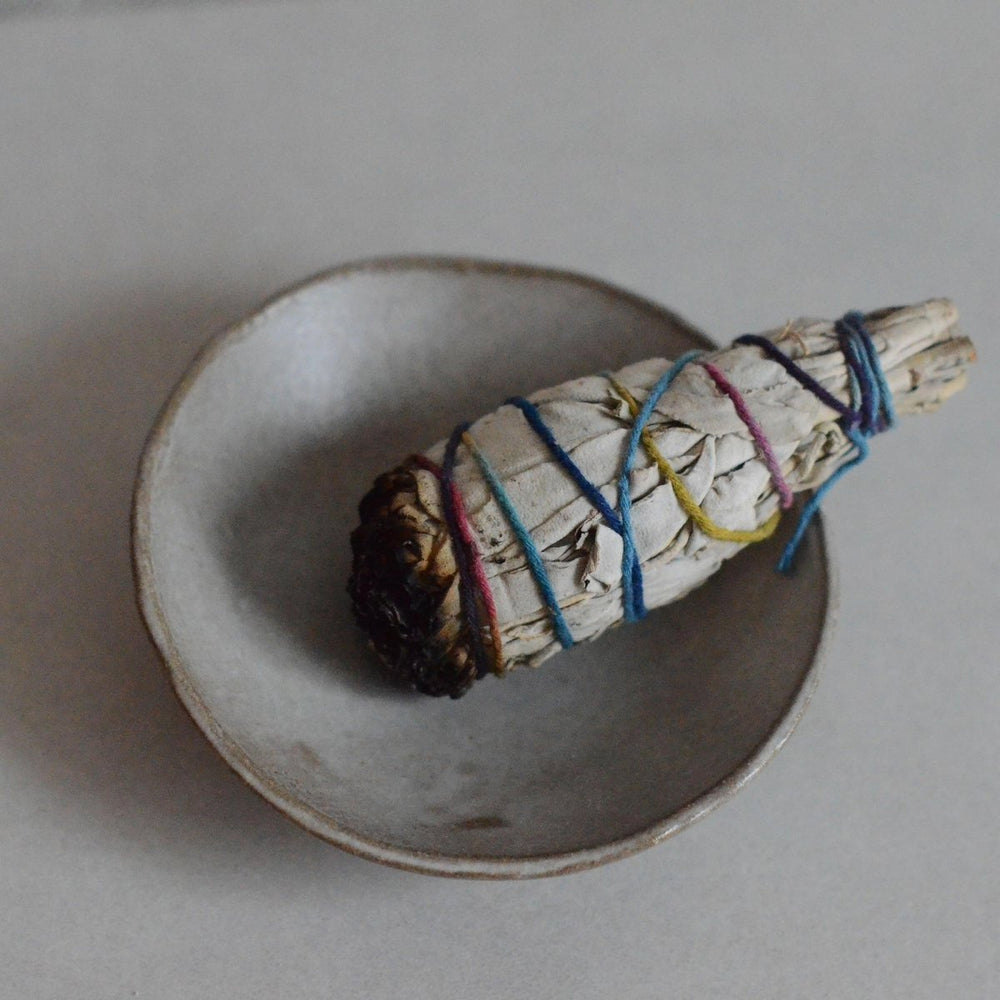 CEDAR AND MYRRH Sand Ceramic Incense Bowl - lily & onyx