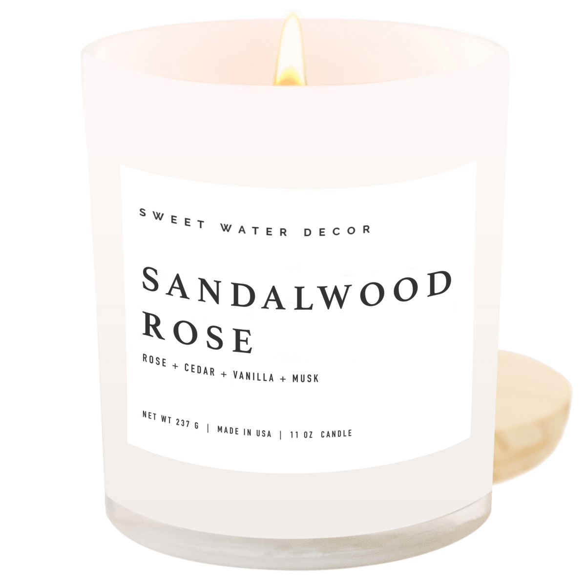 Sweet Water Decor Sandalwood Rose Soy Candle - White Jar - 11 oz - lily & onyx