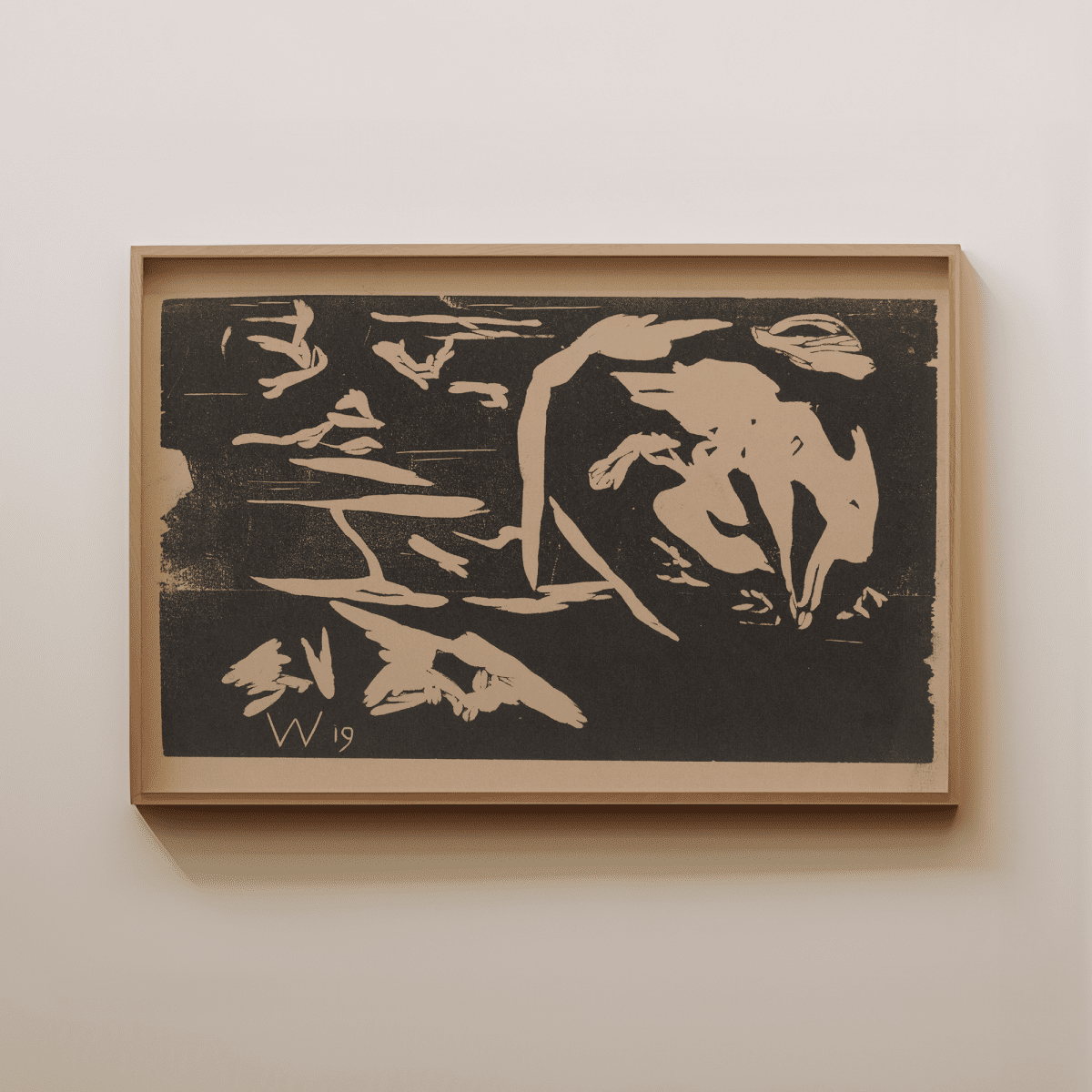 Sandgrain Studio Abstract Nordic Art Print by E.W. - Vintage Woodcut Style Wall Art