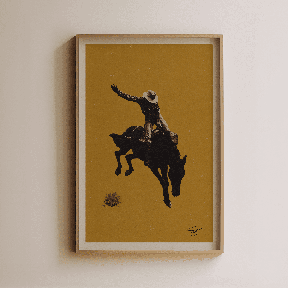 Sandgrain Studio American Rodeo Cowboy Art Print - Western Bronc Rider Wall Decor