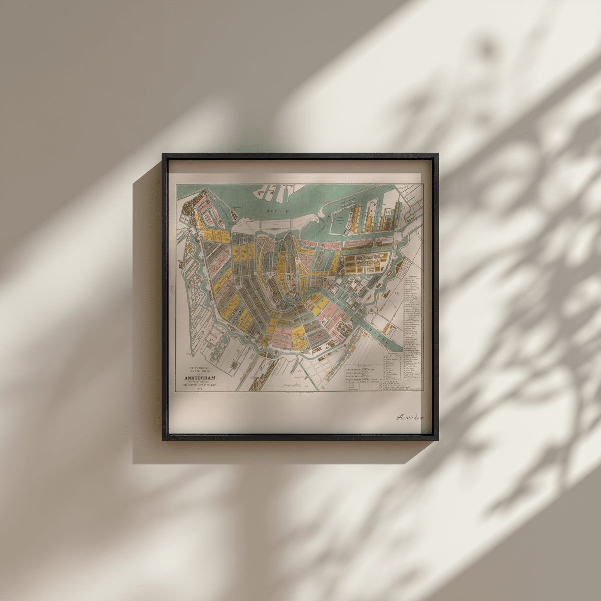 Sandgrain Studio Amsterdam Vintage Map Poster – Midcentury Modern Wall Art