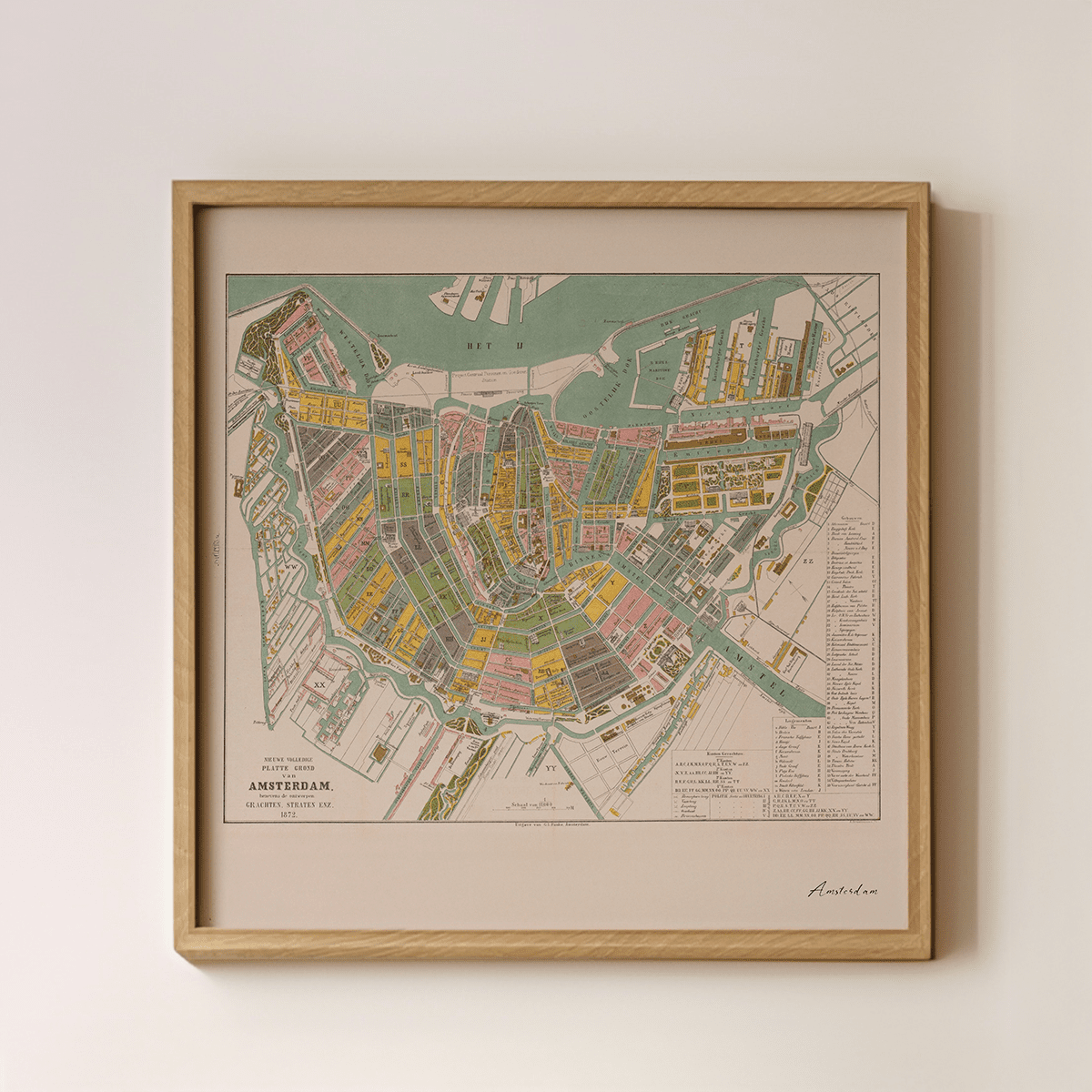 Sandgrain Studio Amsterdam Vintage Map Poster – Midcentury Modern Wall Art
