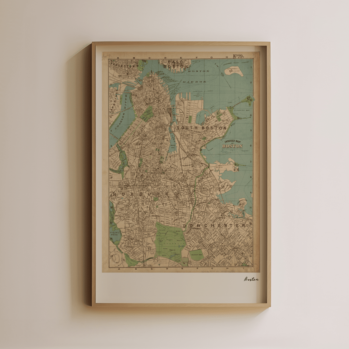 Sandgrain Studio Boston Vintage Map Print - Midcentury Modern Wall Art