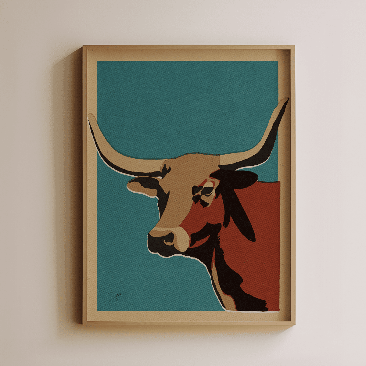 Sandgrain Studio Cattle Matchbox Art Print - Midcentury Modern Western Wall Art