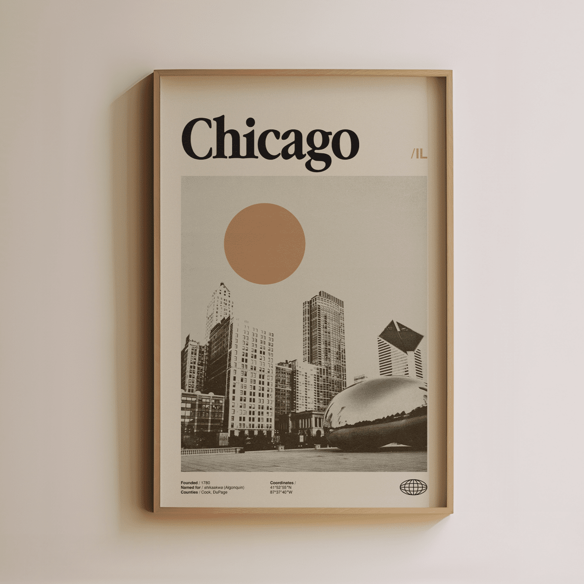 Sandgrain Studio Chicago Illinois Poster - Vintage Travel Wall Art Print