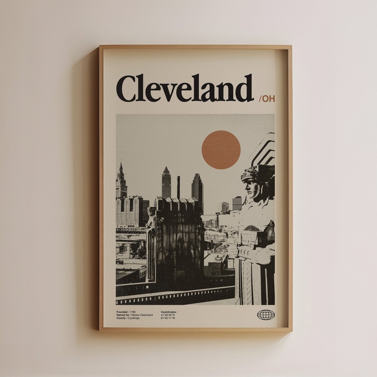 Sandgrain Studio Cleveland Ohio Poster - Vintage Travel Wall Art Print