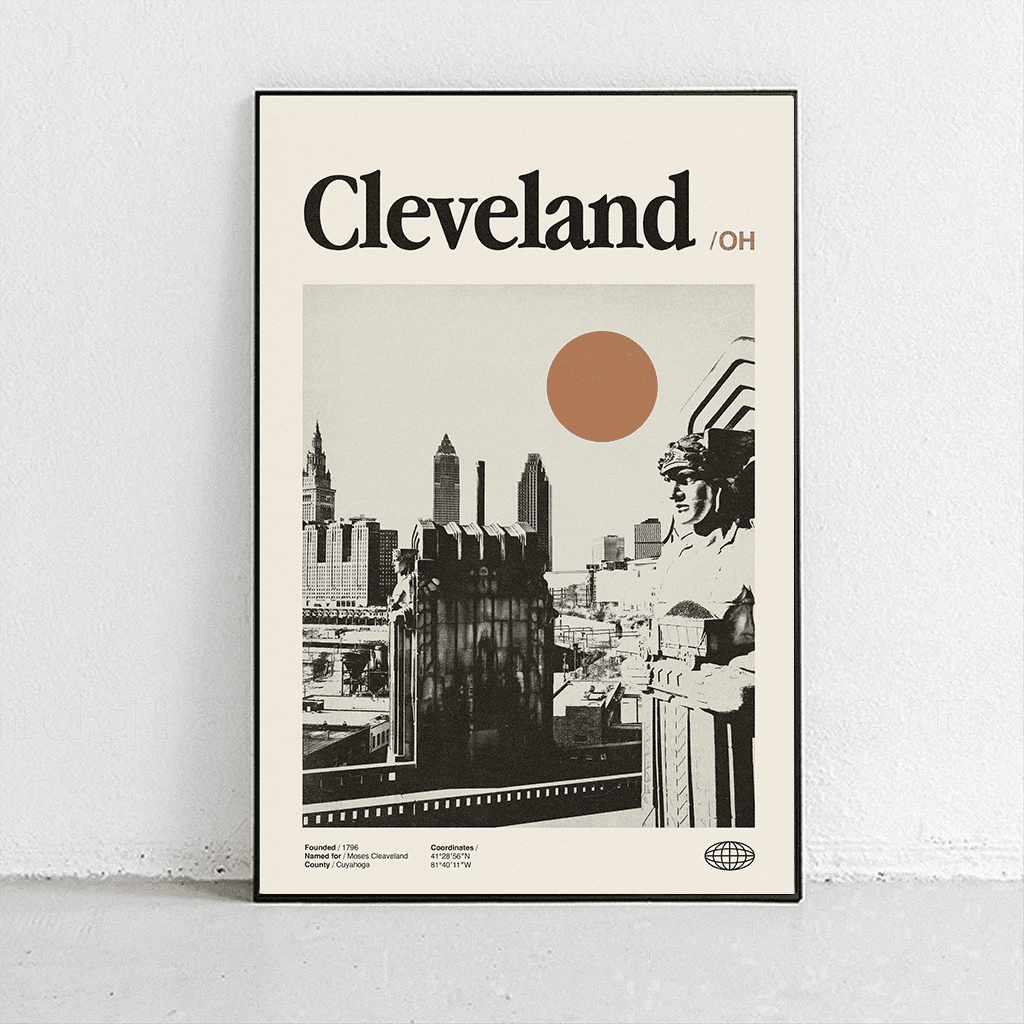 Sandgrain Studio Cleveland Ohio Poster - Vintage Travel Wall Art Print