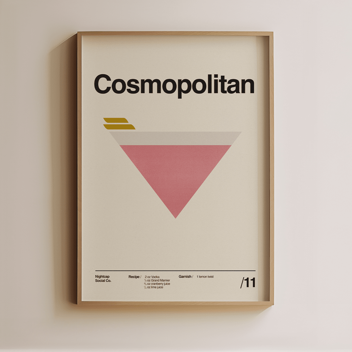 Sandgrain Studio Cosmopolitan Cocktail Poster - Recipe Wall Art Print