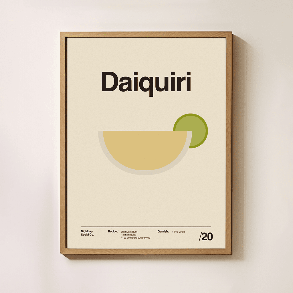 Sandgrain Studio Daiquiri Cocktail Recipe Poster - Midcentury Modern Bar Wall Art