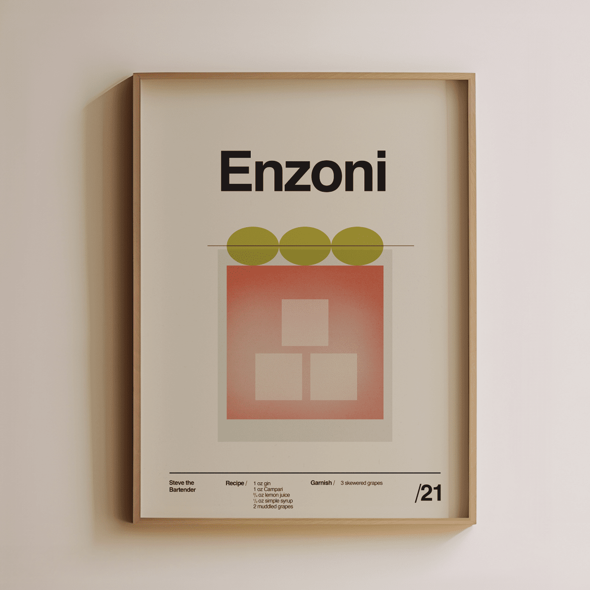 Sandgrain Studio Enzoni Cocktail Recipe Art Print - Steve the Bartender Edition