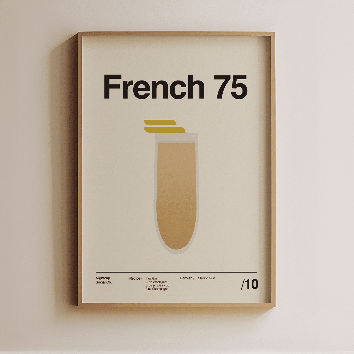 Sandgrain Studio French 75 Cocktail Poster - Recipe Wall Art Print