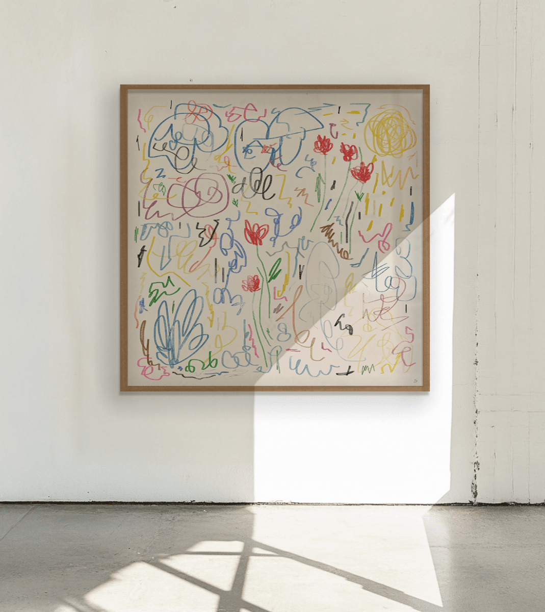Sandgrain Studio Garden Rain Abstract Art Print - Pastel Crayon Wall Art by Seb Moran
