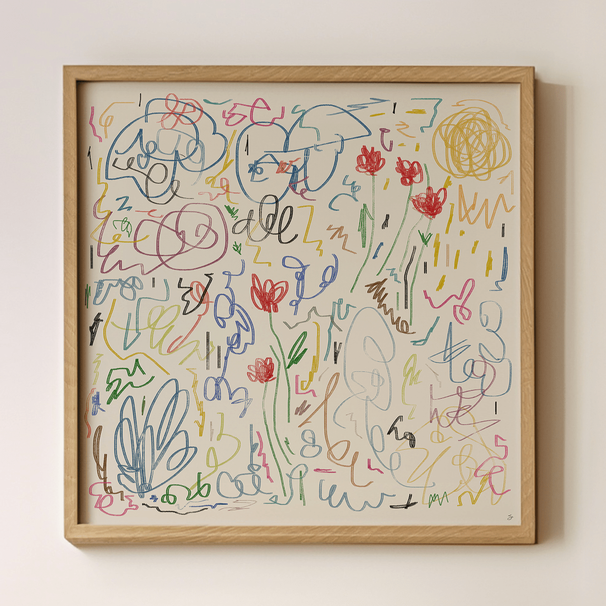 Sandgrain Studio Garden Rain Abstract Art Print - Pastel Crayon Wall Art by Seb Moran