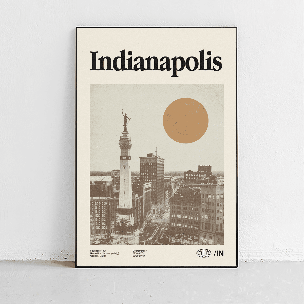 Sandgrain Studio Indianapolis Indiana Poster - Vintage Travel Wall Art