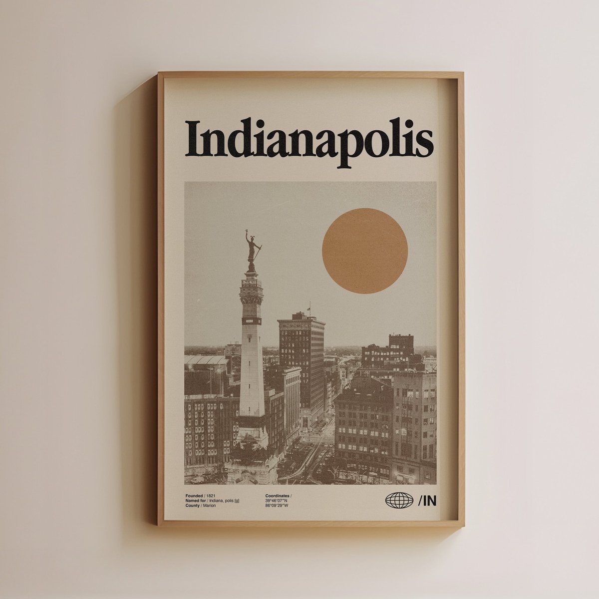 Sandgrain Studio Indianapolis Indiana Poster - Vintage Travel Wall Art