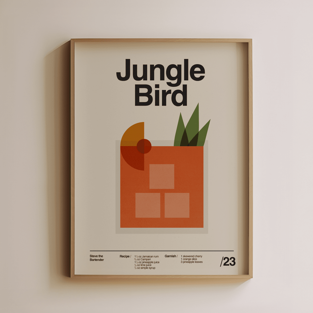 Sandgrain Studio Jungle Bird Cocktail Recipe Art Print - Steve the Bartender Edition