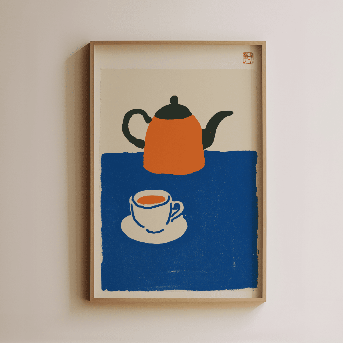 Sandgrain Studio Kettle and Tea Japandi Art Print – Japanese Modern Wall Decor