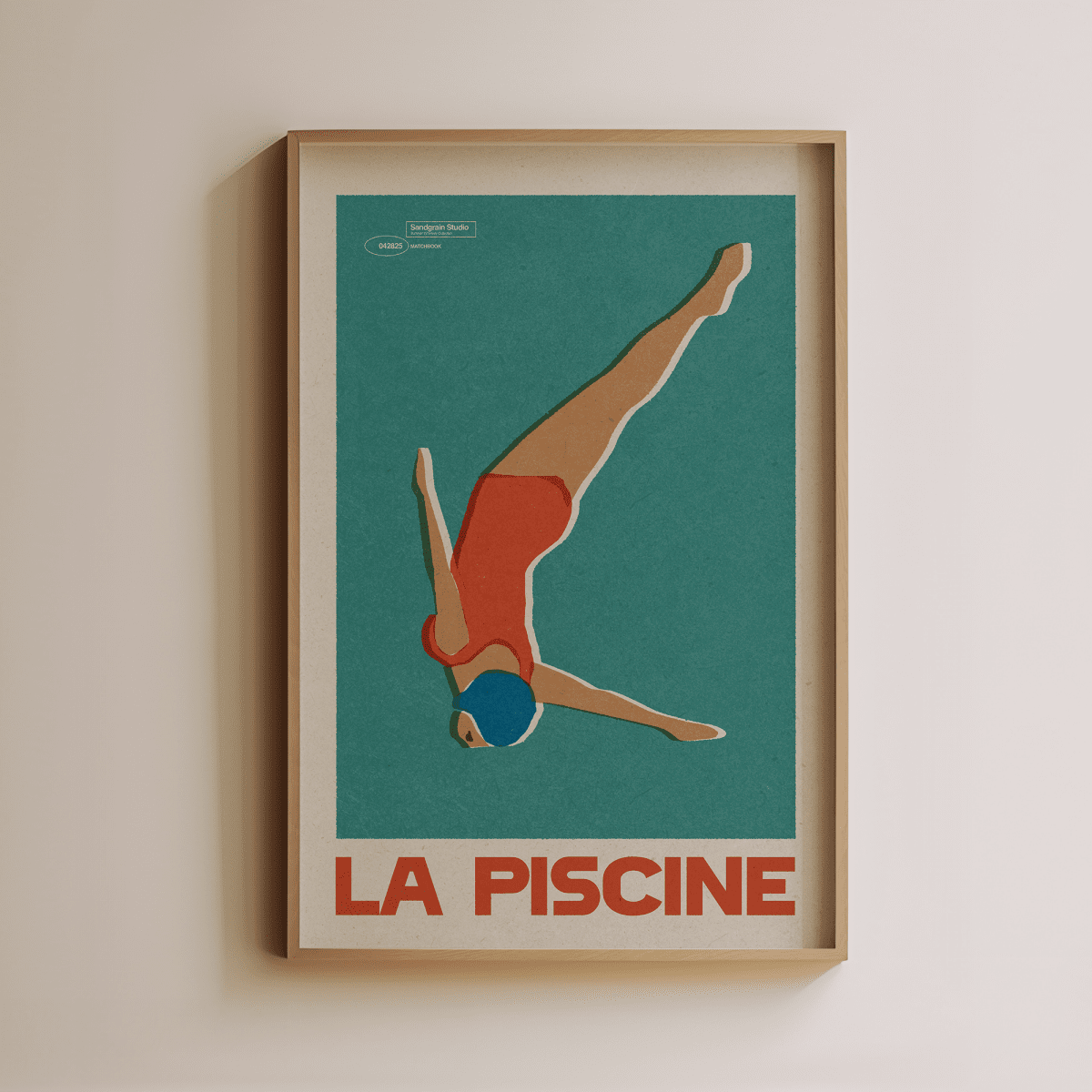 Sandgrain Studio La Piscine Pool Art Print - Vintage Summer Matchbox Wall Decor