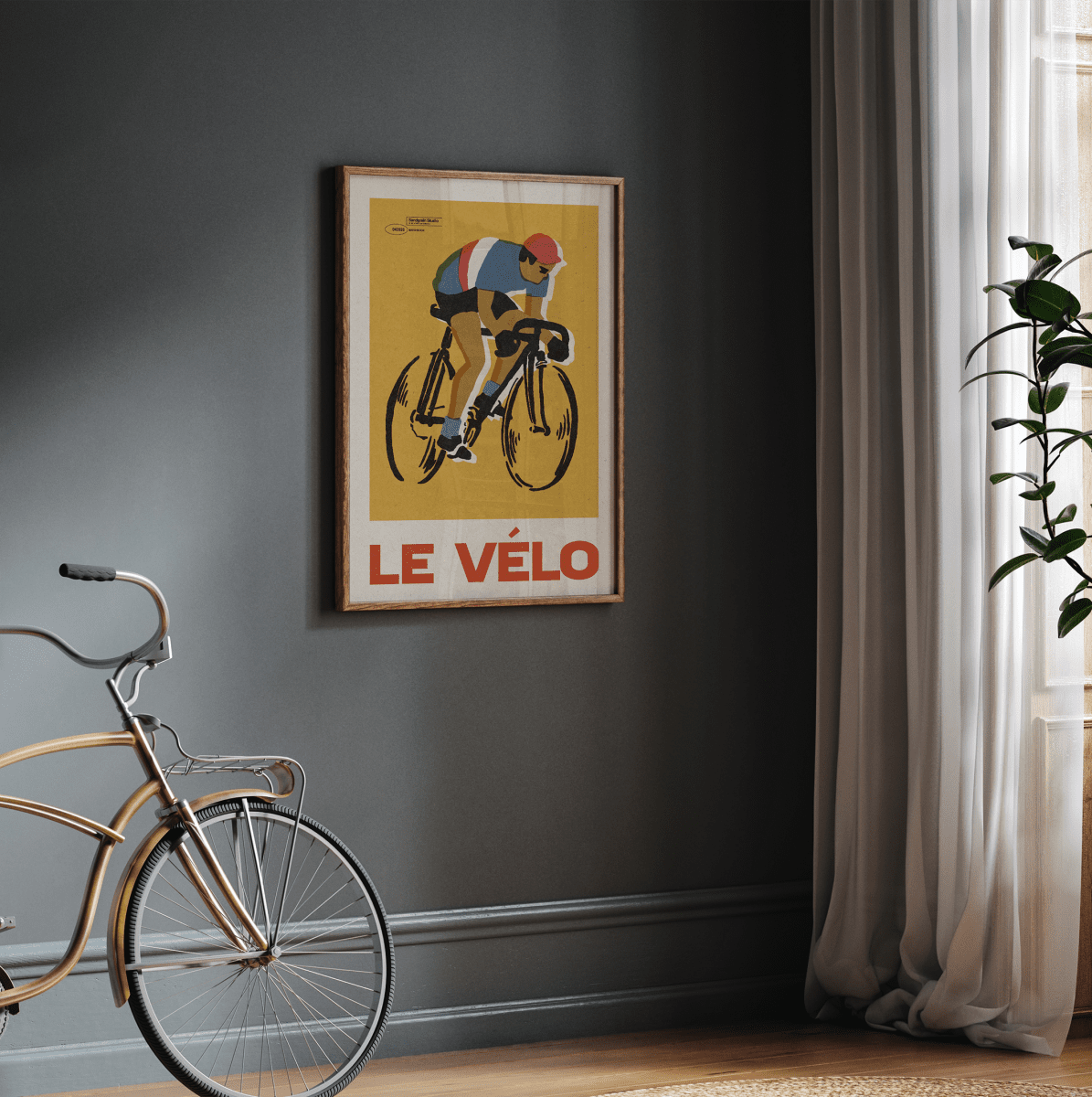Sandgrain Studio Le Vélo Bicycle Art Print - Vintage Midcentury Modern Wall Art
