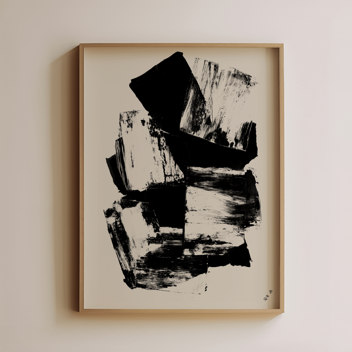 Sandgrain Studio Life in Contrast #1 by Seb M. | Black & Cream Abstract Wall Art Print