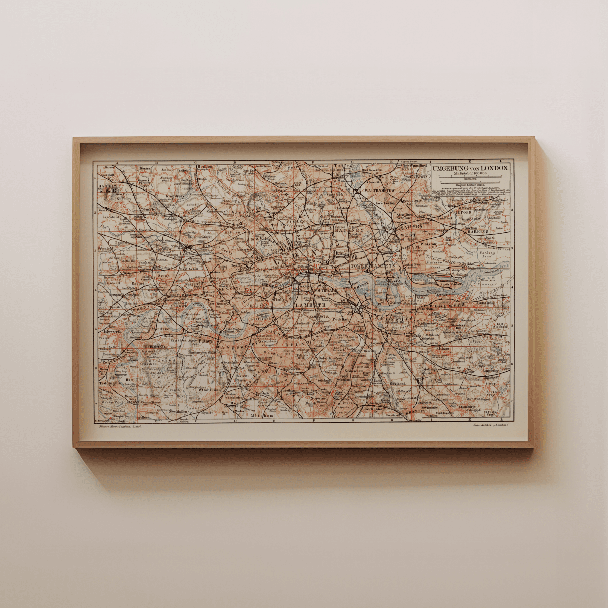 Sandgrain Studio London Vintage Map Poster – Midcentury Modern Wall Art