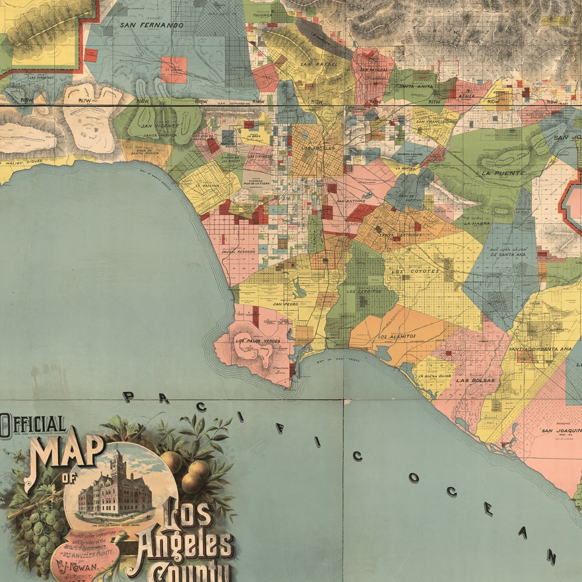 Sandgrain Studio Los Angeles Vintage Map Poster – Midcentury Modern Wall Art