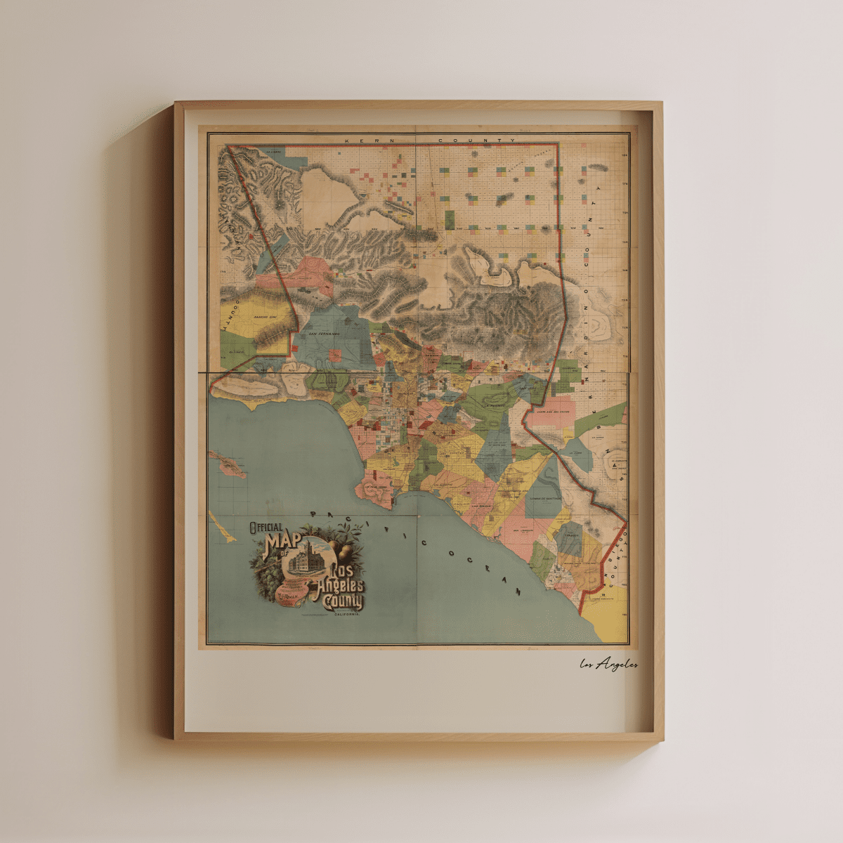Sandgrain Studio Los Angeles Vintage Map Poster – Midcentury Modern Wall Art