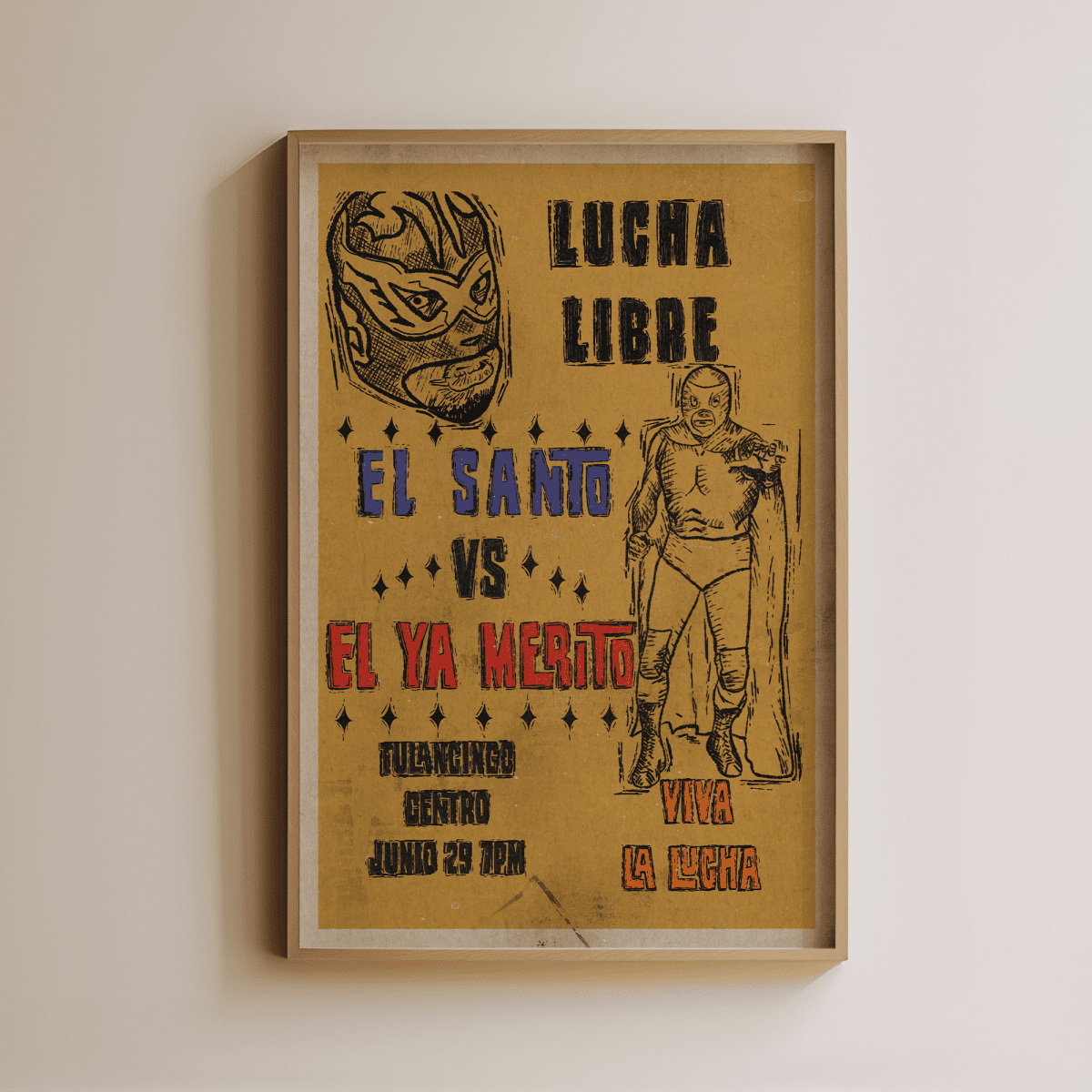 Sandgrain Studio Lucha Libre Art Print - Vintage Mexican Wrestling Poster by Maria Jose