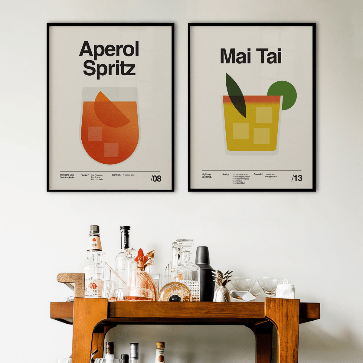 Sandgrain Studio Mai Tai Cocktail Recipe Art Print - Vintage Tiki Bar Decor