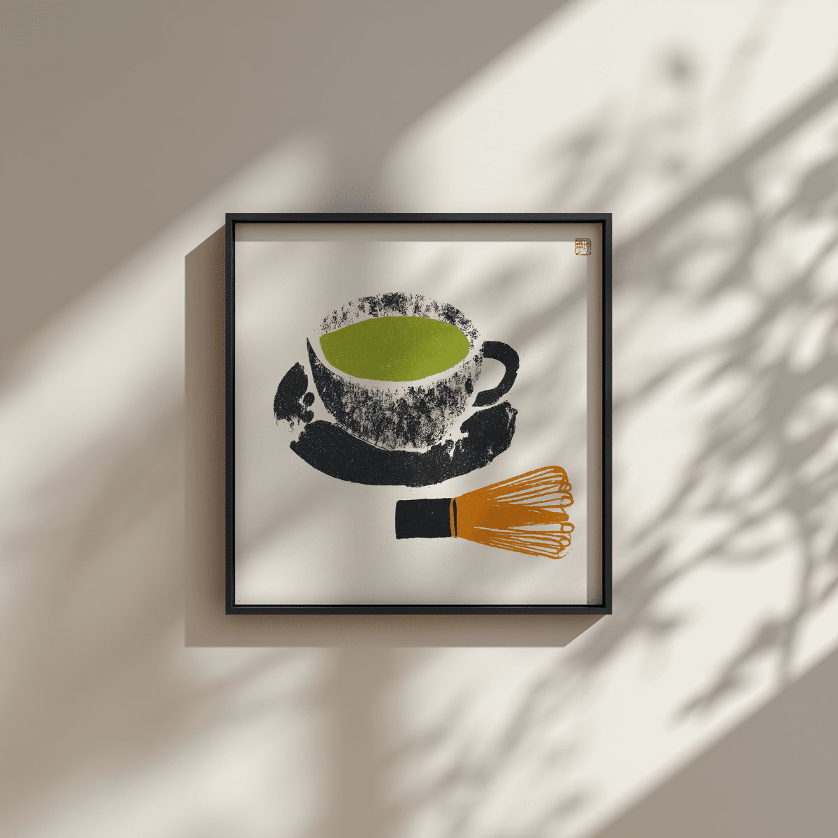 Sandgrain Studio Matcha Tea Japanese Art Print - Square Japandi Wall Decor