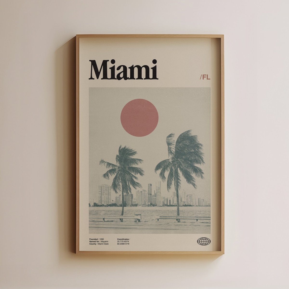 Sandgrain Studio Miami Florida Poster - Vintage Travel Wall Art Print