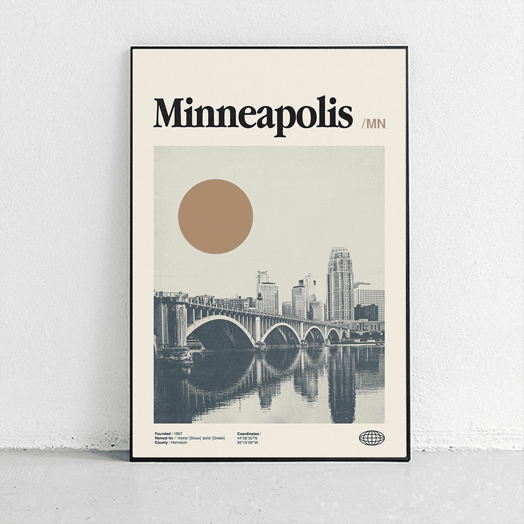 Sandgrain Studio Minneapolis Minnesota Poster - Vintage Travel Wall Art