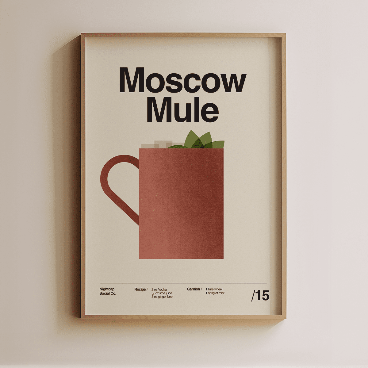 Sandgrain Studio Moscow Mule Cocktail Recipe Art Print - Vintage Bar Decor