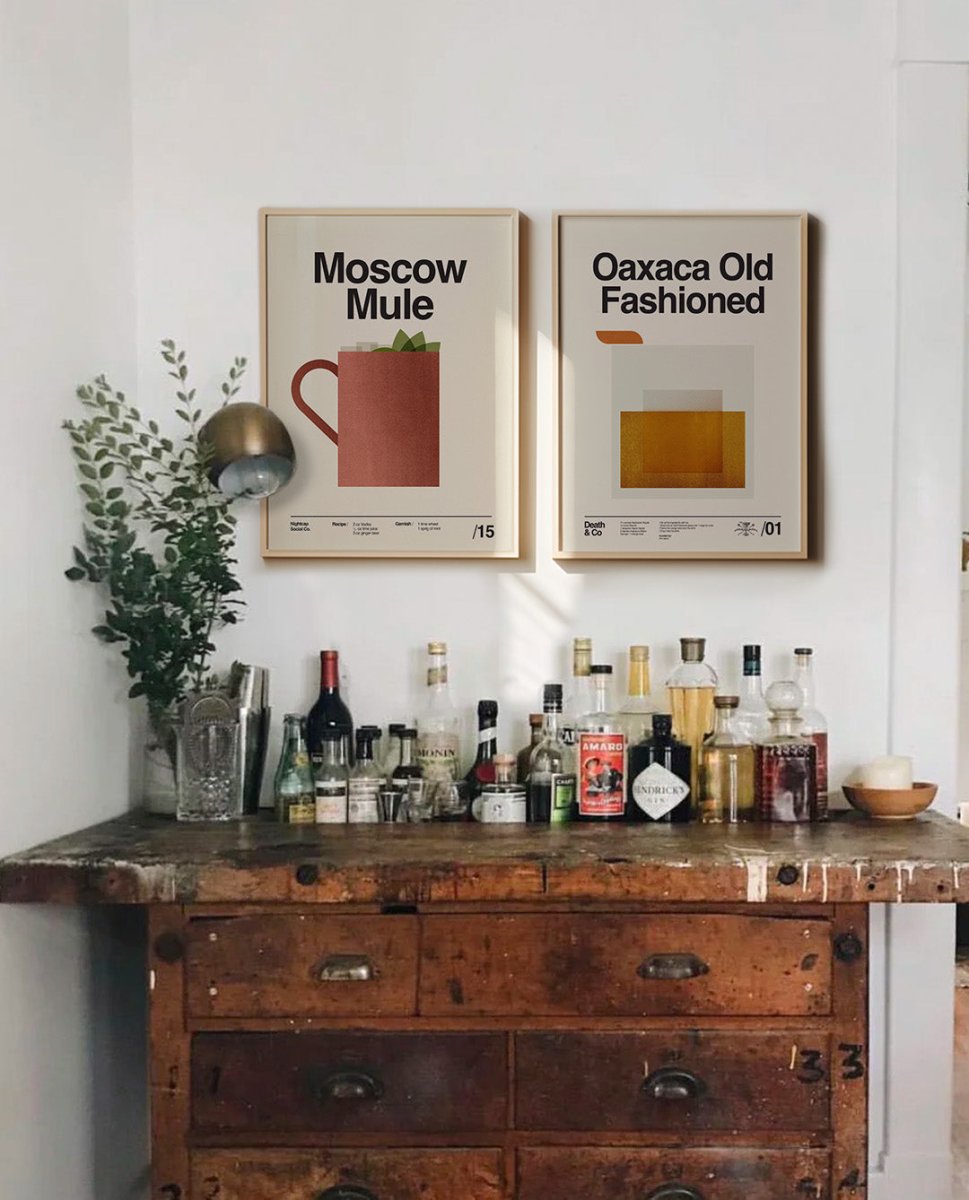 Sandgrain Studio Moscow Mule Cocktail Recipe Art Print - Vintage Bar Decor