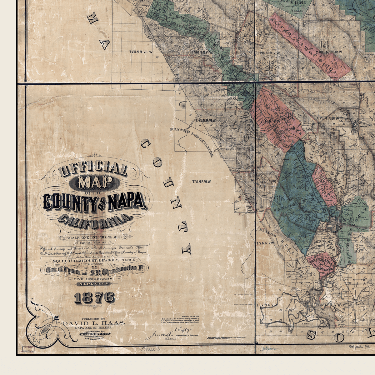 Sandgrain Studio Napa California Vintage Map Poster – Midcentury Modern Wall Art
