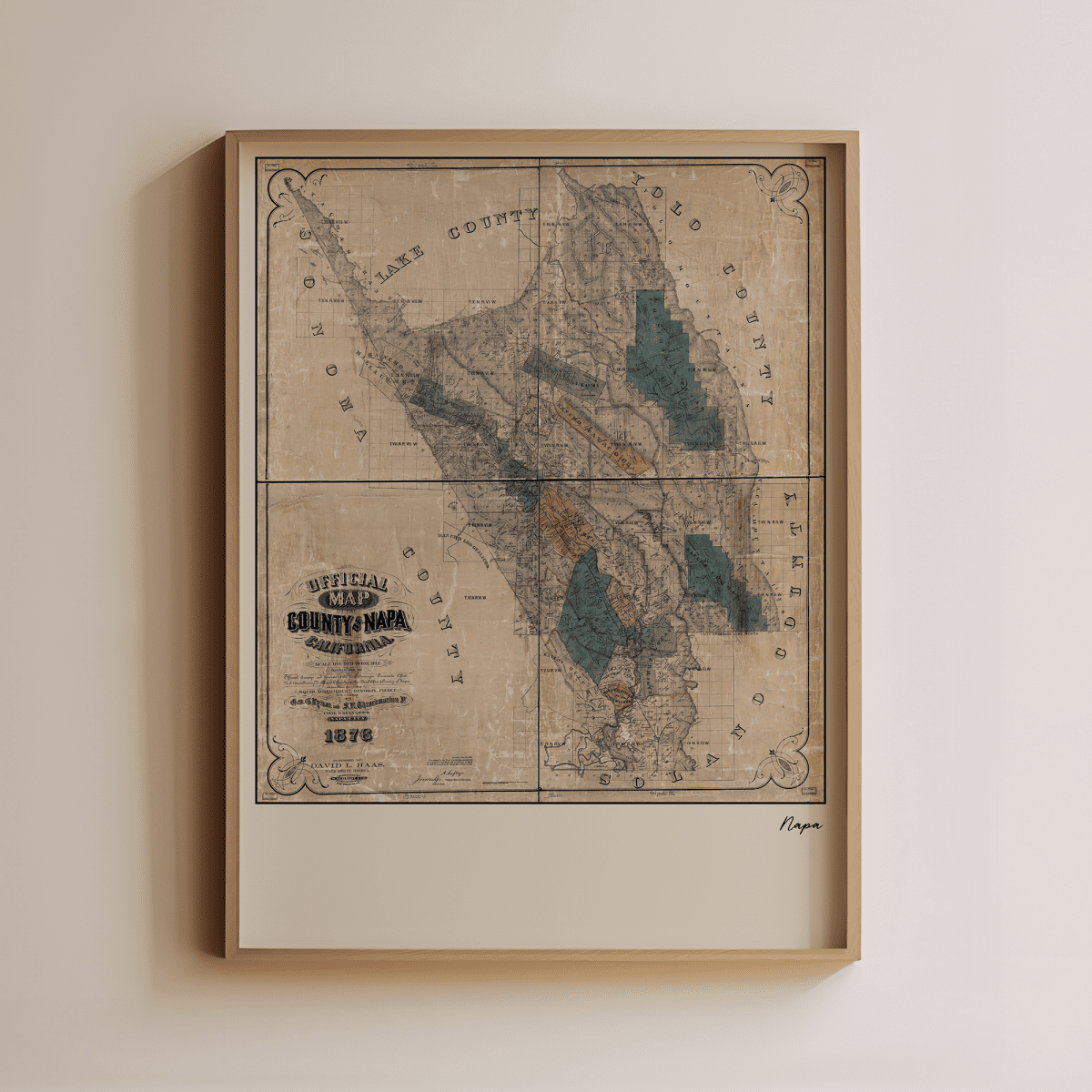 Sandgrain Studio Napa California Vintage Map Poster – Midcentury Modern Wall Art
