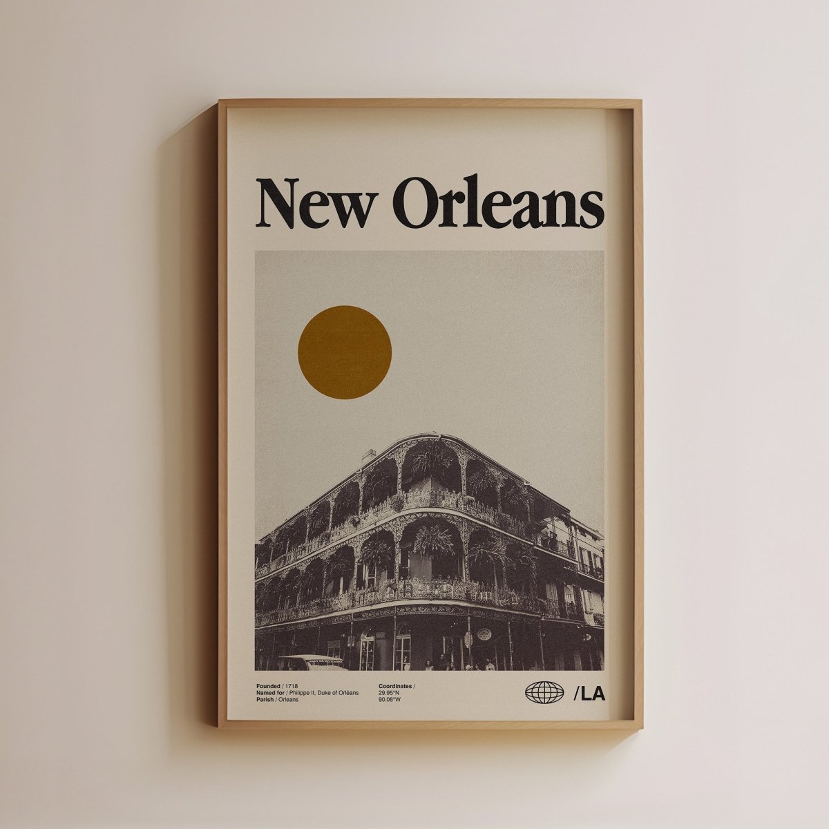 Sandgrain Studio New Orleans Louisiana Travel Poster - Vintage Midcentury Modern Wall Art Print