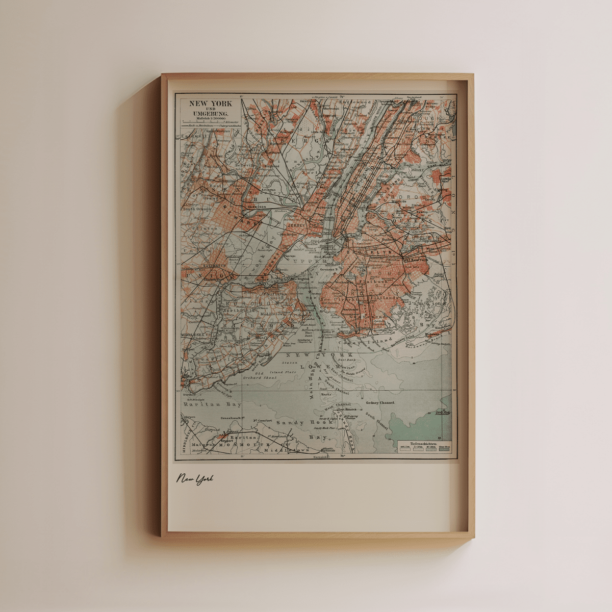 Sandgrain Studio New York City Vintage Map Art Print - Midcentury Modern Wall Decor