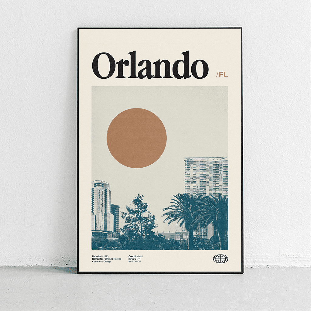 Sandgrain Studio Orlando Florida Poster - Vintage Travel Wall Art Print