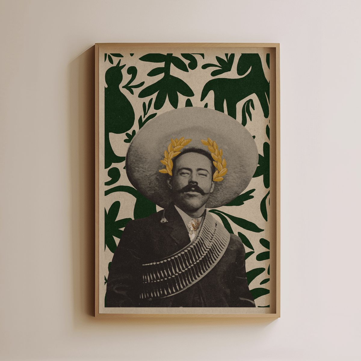 Sandgrain Studio Pancho Villa Art Print – Mexican Folk Art Wall Decor by Maria Jose