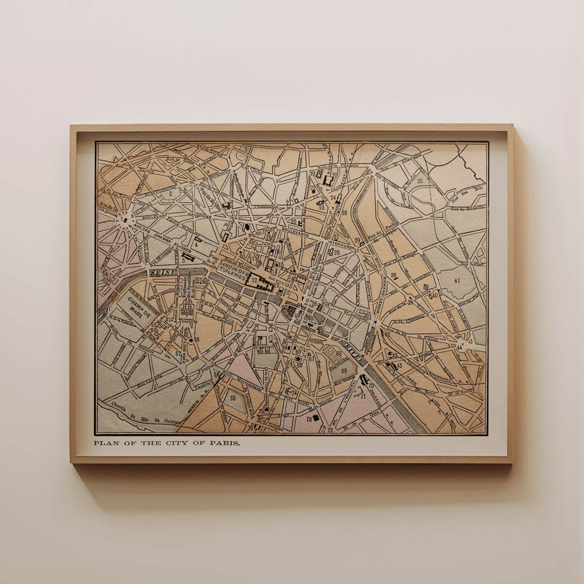 Sandgrain Studio Paris Vintage Map Poster – Midcentury Modern Wall Art