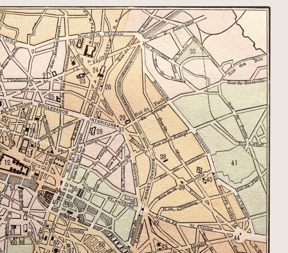 Sandgrain Studio Paris Vintage Map Poster – Midcentury Modern Wall Art