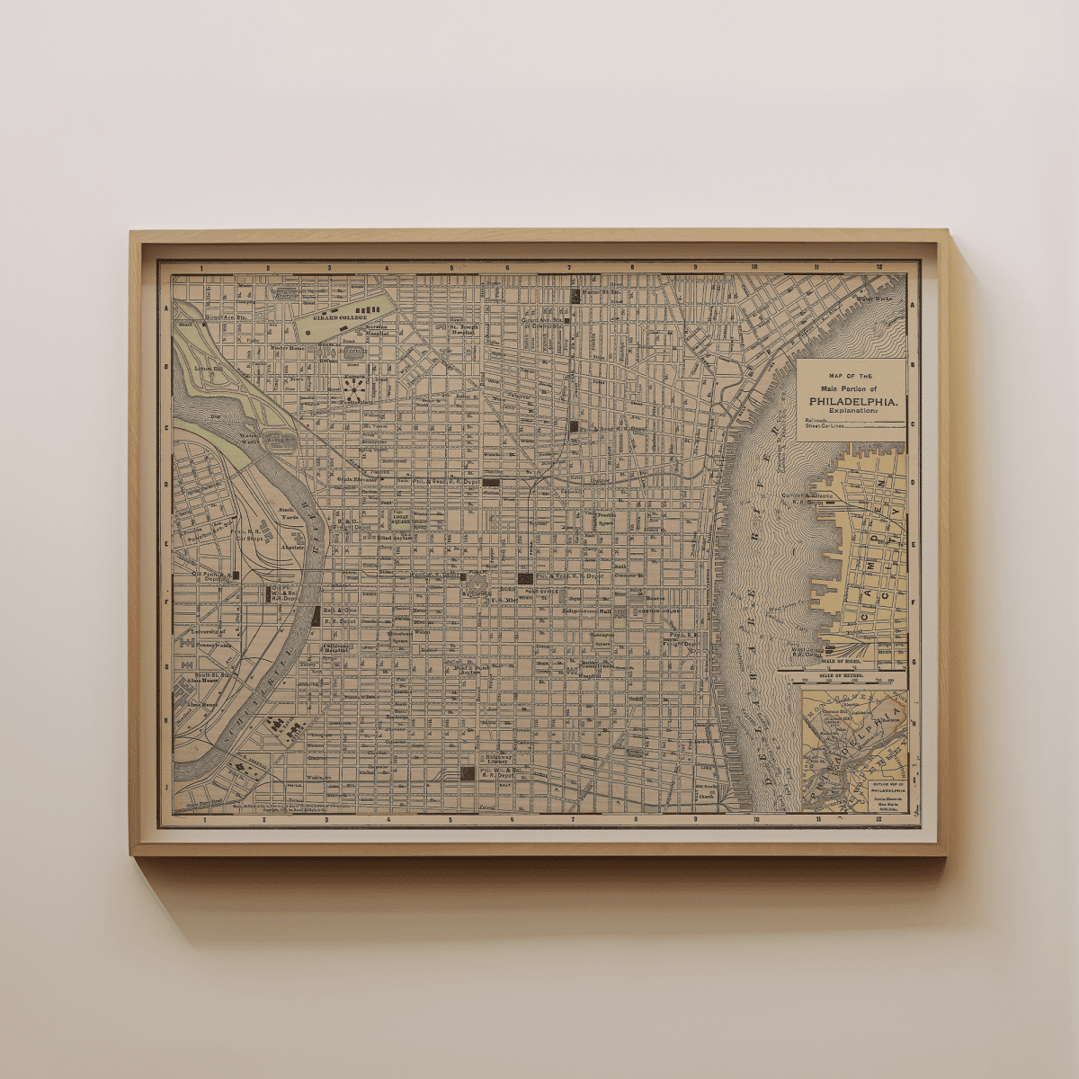 Sandgrain Studio Philadelphia Vintage Map Poster – Midcentury Modern Wall Art