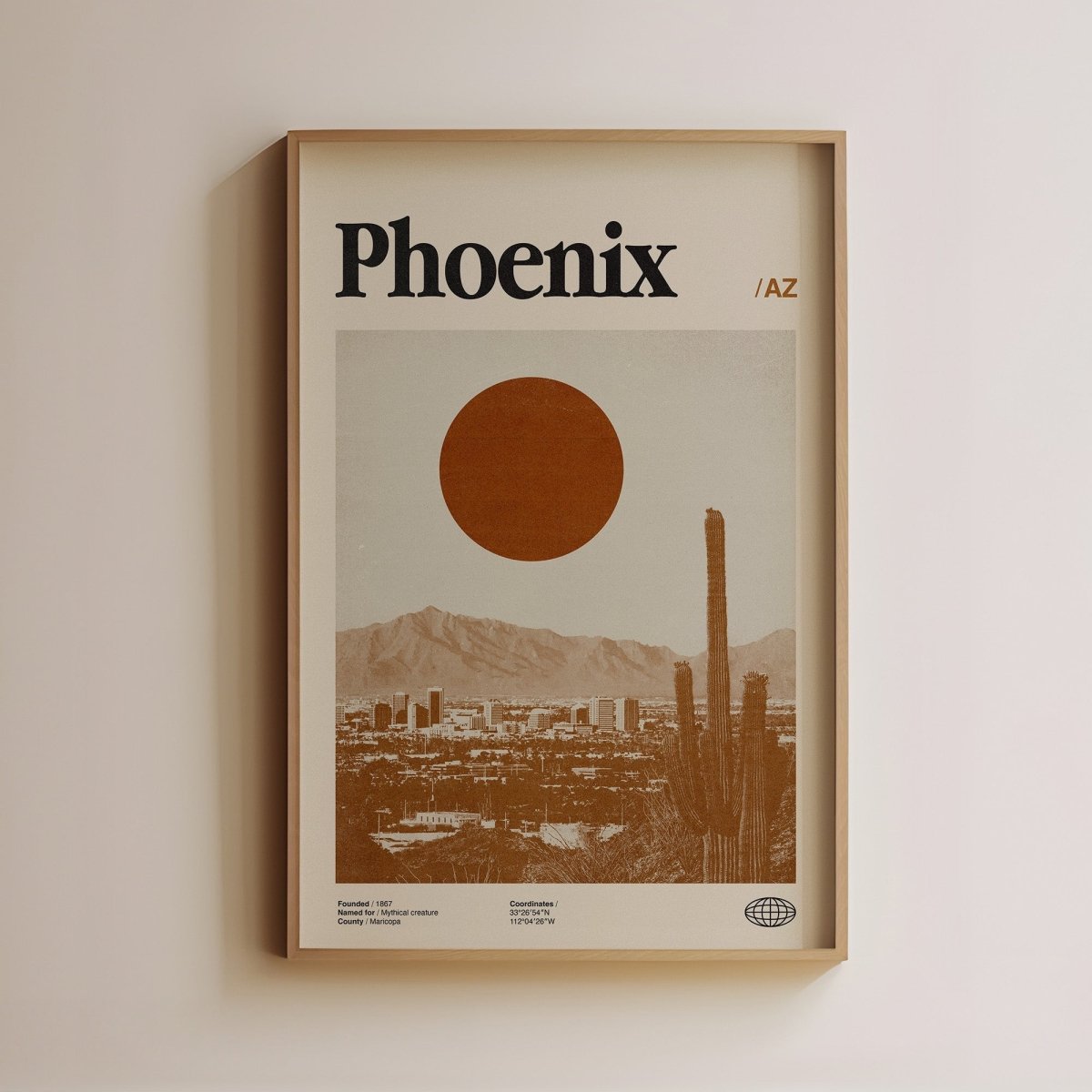 Sandgrain Studio Phoenix Arizona Poster - Vintage Travel Wall Art Print