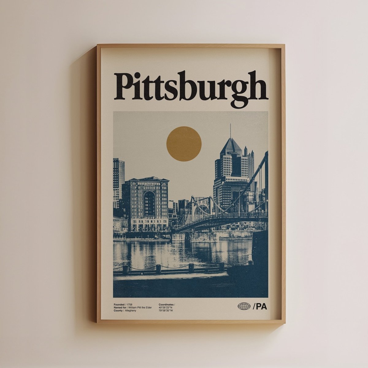 Sandgrain Studio Pittsburgh Pennsylvania Poster - Vintage Travel Wall Art