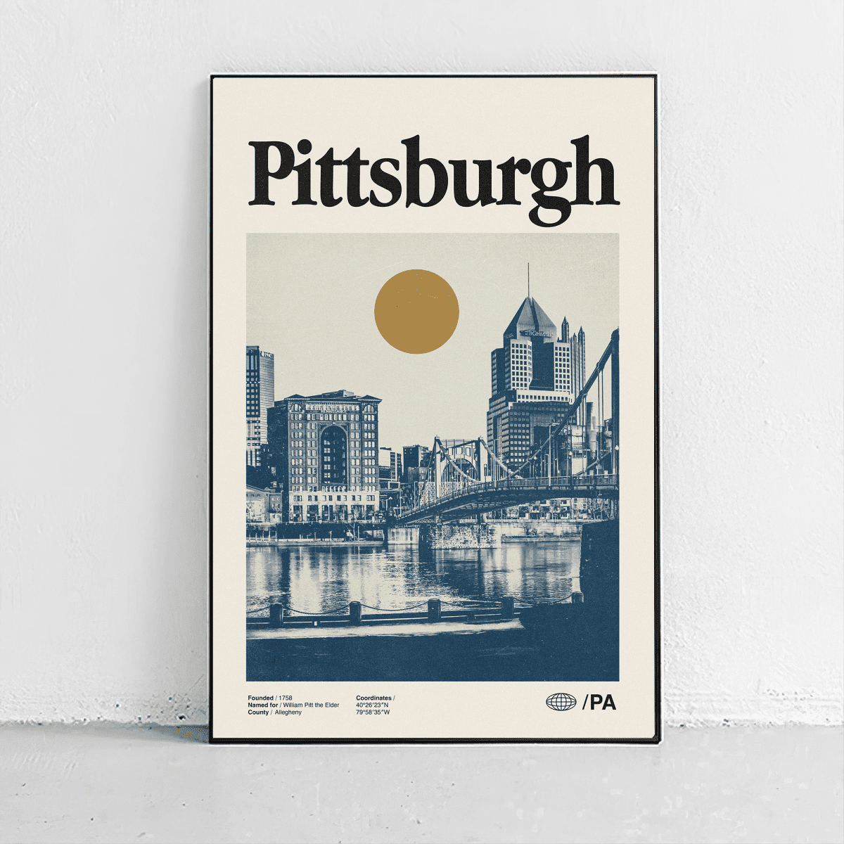 Sandgrain Studio Pittsburgh Pennsylvania Poster - Vintage Travel Wall Art