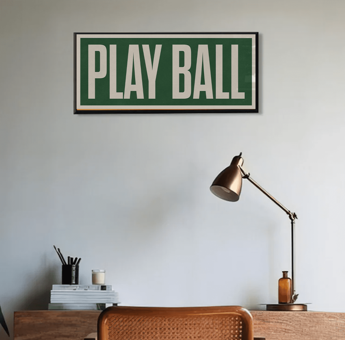 Sandgrain Studio Play Ball Baseball Banner – Vintage Sports Typography Wall Art